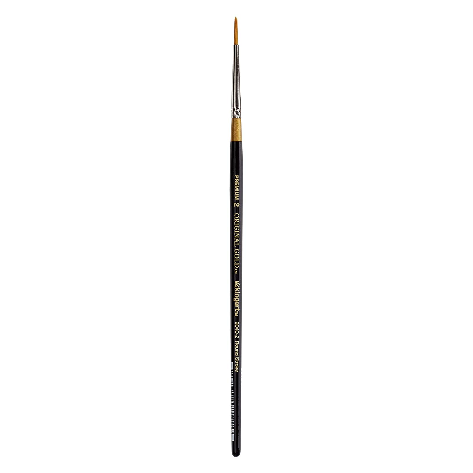KingArt Original Gold 9040 Series , Premium Artist Brush, Golden TAKLON Round Stroke-Size: 2, 2