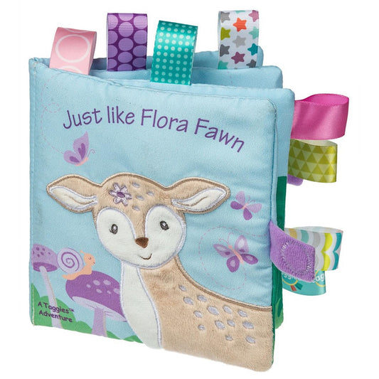 Taggies Soft Cloth Book with Crinkle Paper & Squeaker and Sensory Tags, 6 x 6-Inches, Flora Fawn