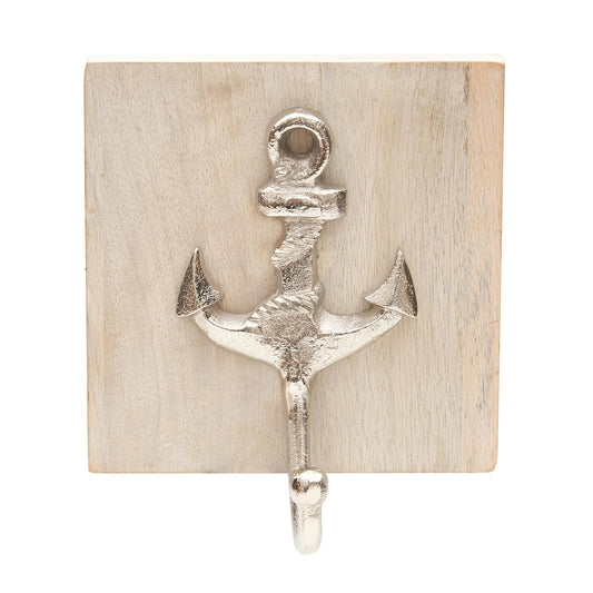 Beachcombers Mango Wood Nautical Wall Hook. 5.5-inch Length, Wall Hanging Ornganizer (Anchor)