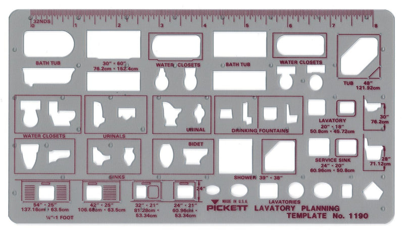 Pickett Lavatory Planning Template, 1/4 Inch Scale (1190I)