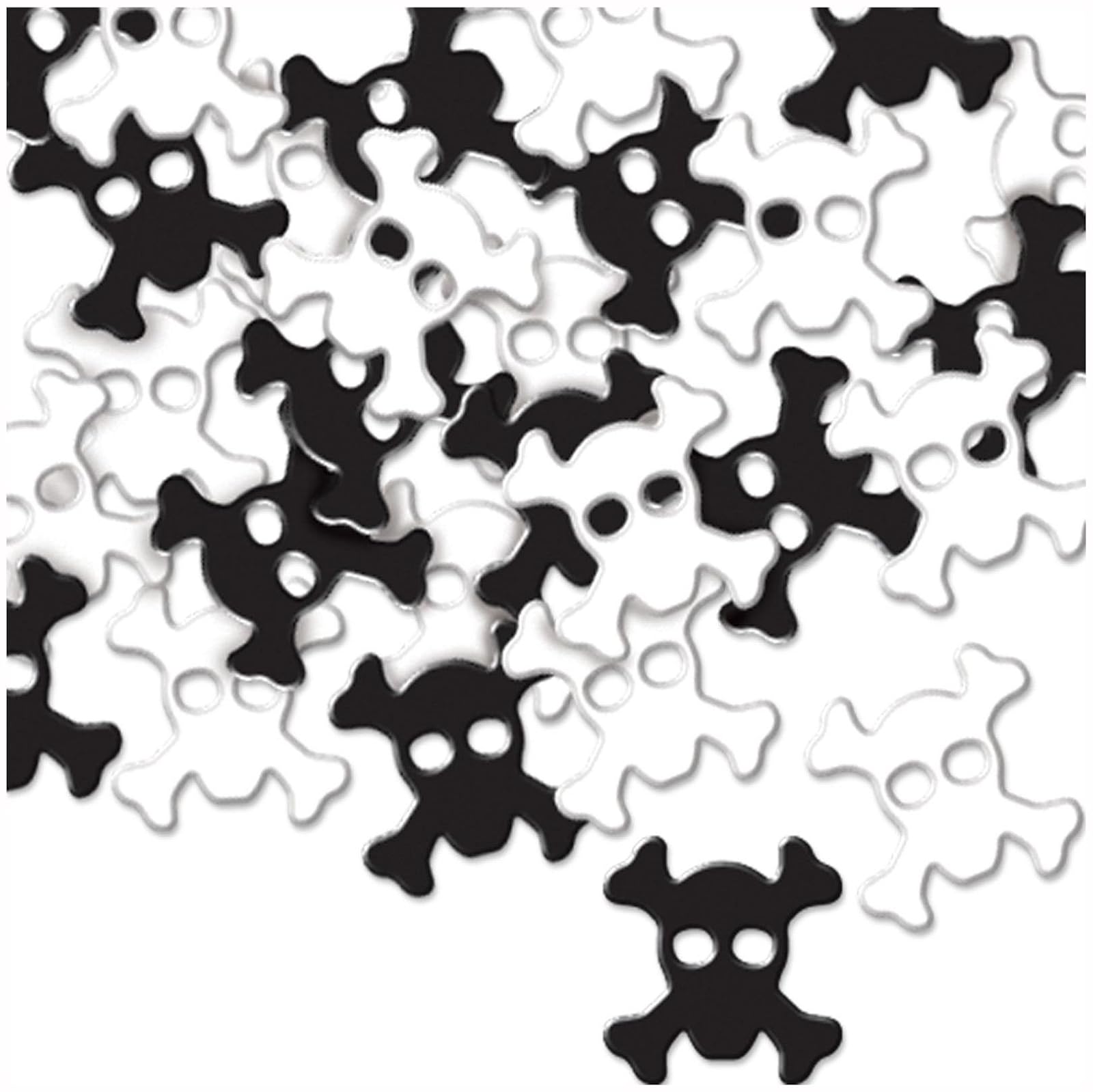 Beistle 57135 Fanci-Fetti Skull and Crossbones Black/White, 1 oz.