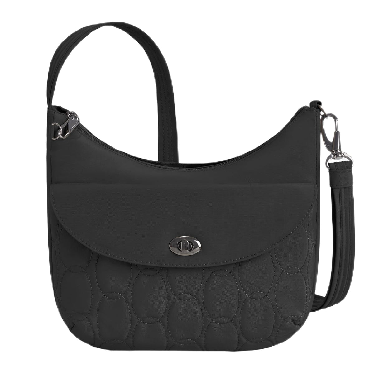 Travelon Handbag, 11”W x 8”-9.75”H x 4”D, Black