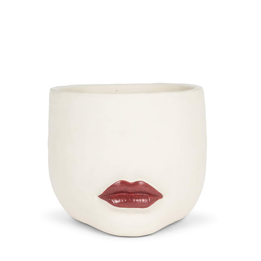 Abbott Collection Home 27-RUBYWOO-440 Large Lip Planter, Ivory/red
