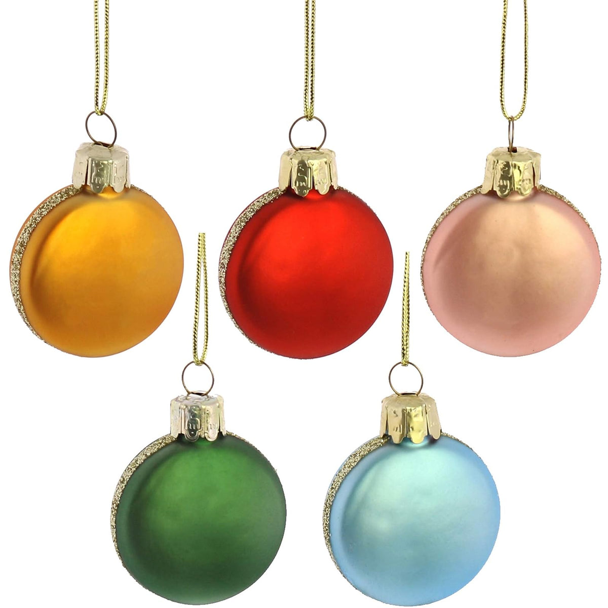 HomArt Macaroon Ornaments, Glass - Set of 5, Assorted - Gold, Red, Blue, Green, Pink