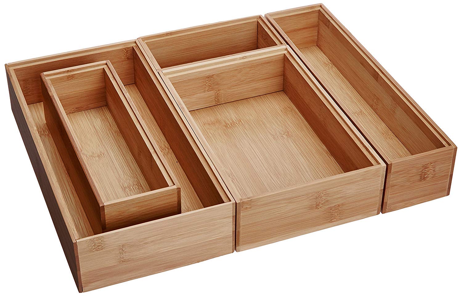Lipper International Stackable Bamboo Organization Boxes Set of 5