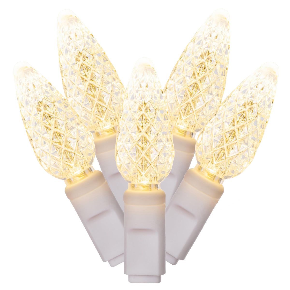 Vickerman X4W8101PBG 100 Light C6 LED Light Set Warm White Lights on White Wire