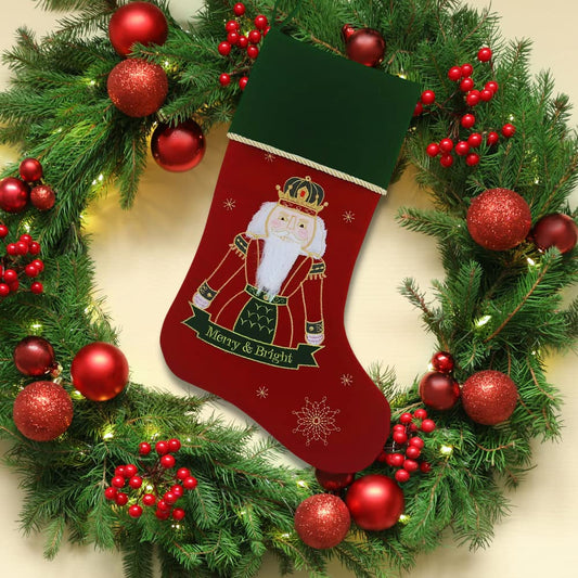 Comfy Hour 20 Inch Nutcracker Christmas Stocking, Merry & Bright