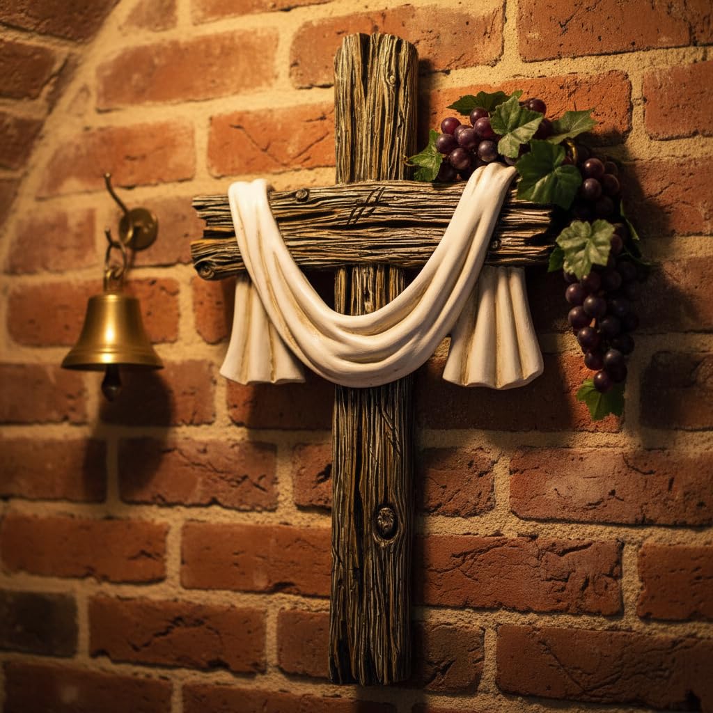 Comfy Hour 13 Inch Cross for Wall, Rustic Wall Cross Decor