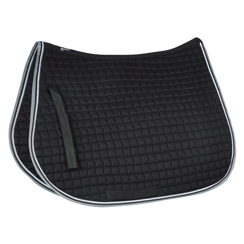 HORZE Adepto Padded All Purpose Quilted Equestrian Saddle Pad for Horses with Two-Tone Trim - Black - Horse