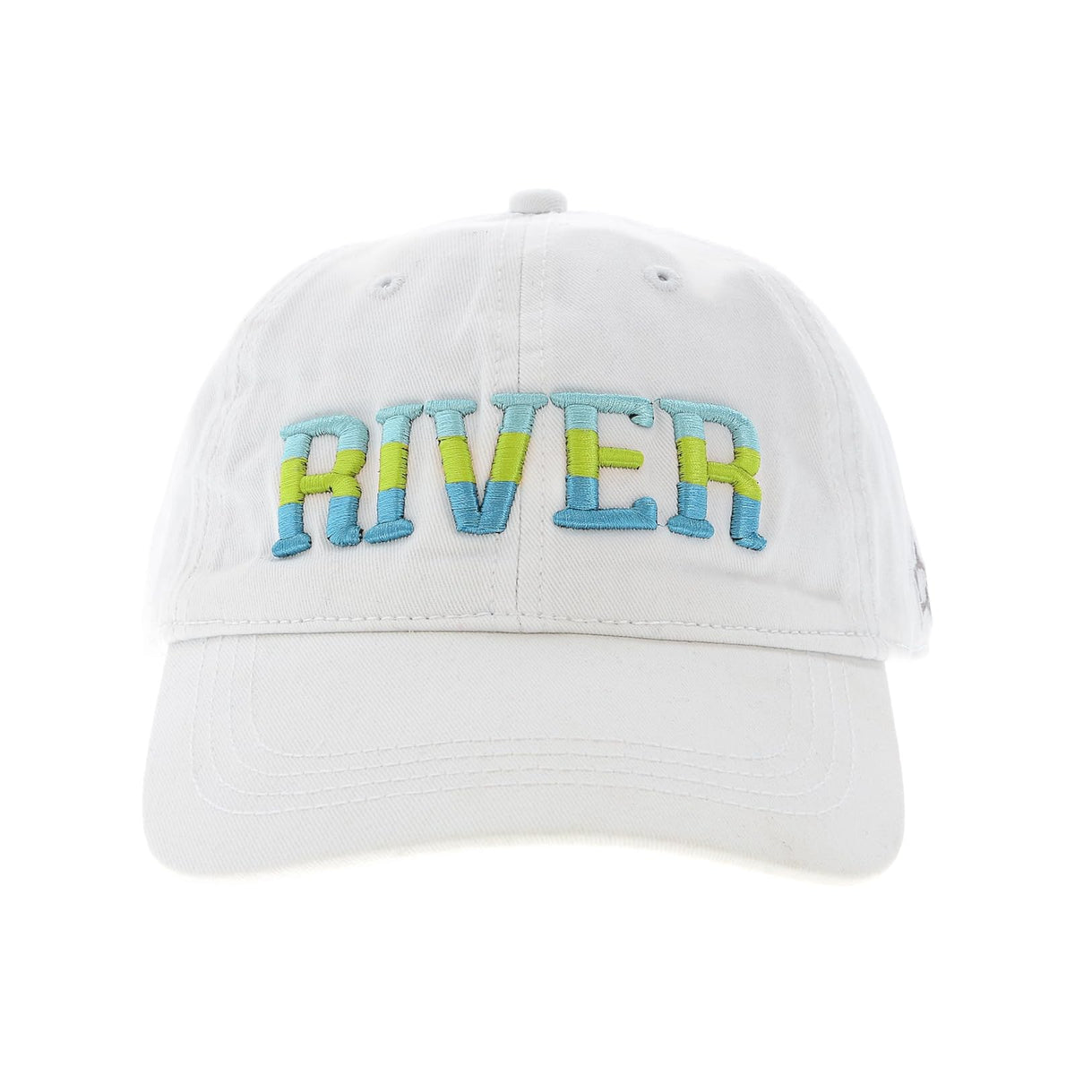 Pavilion Gift Company Hat, Blue, Green, White, River - White Baseball Cap Hat Ri
