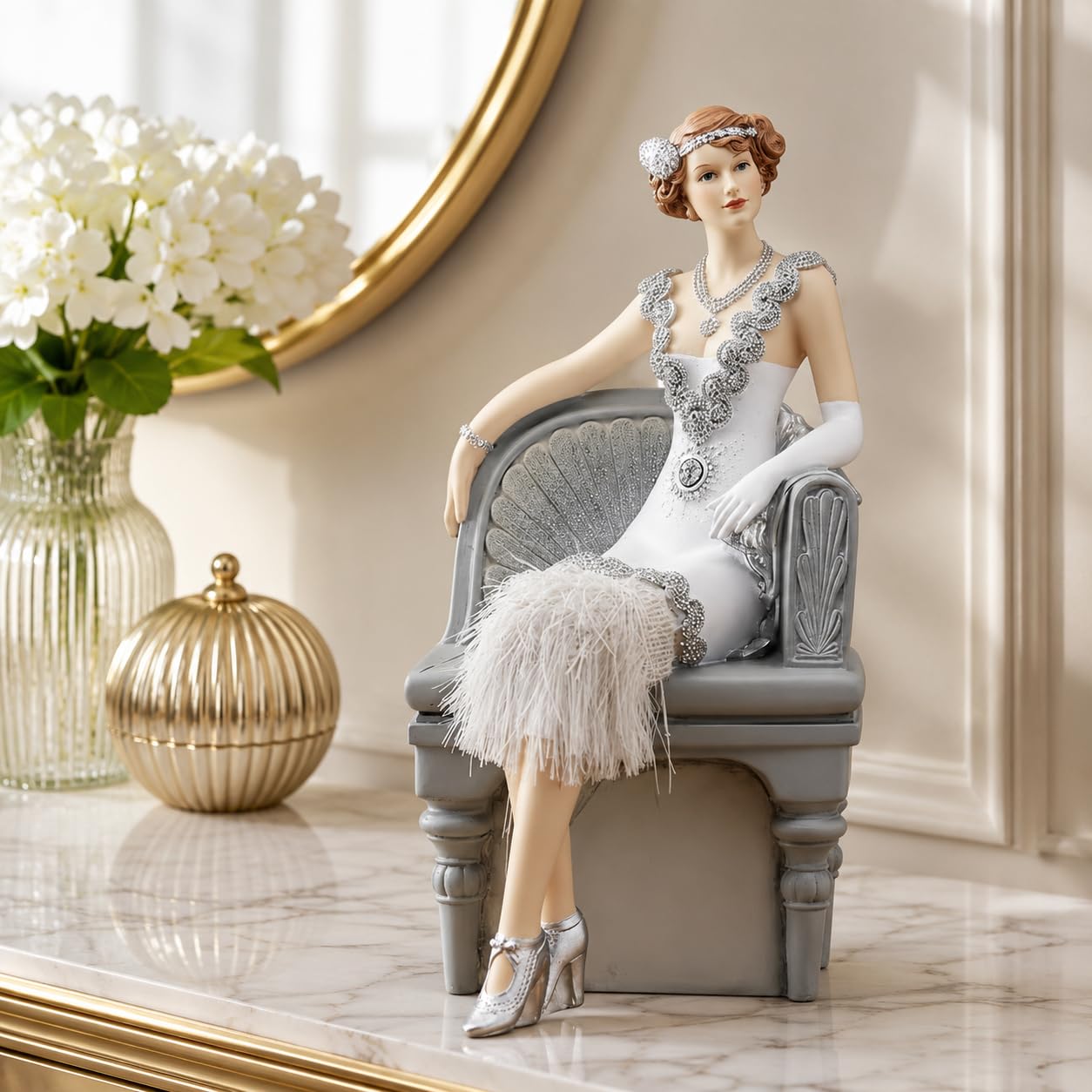 Comfy Hour 9.5 Inch Lady Figurine, 1920s Art Deco Woman Statue