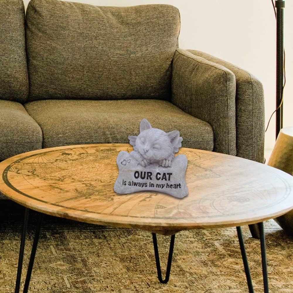 Comfy Hour Pet In Loving Memory Collection 5" Sleeping Cat Angel On Bone Figurine - in Memory of My Best Friend Bereavement, Light Gray, Polyresin