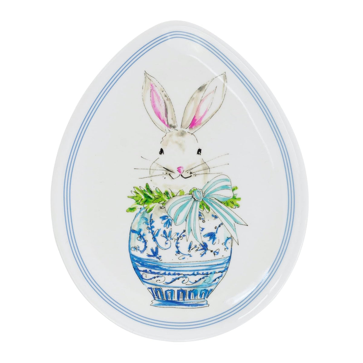 Boston International Dishware Plate, 8" x 6.25", Boxwood Bunny