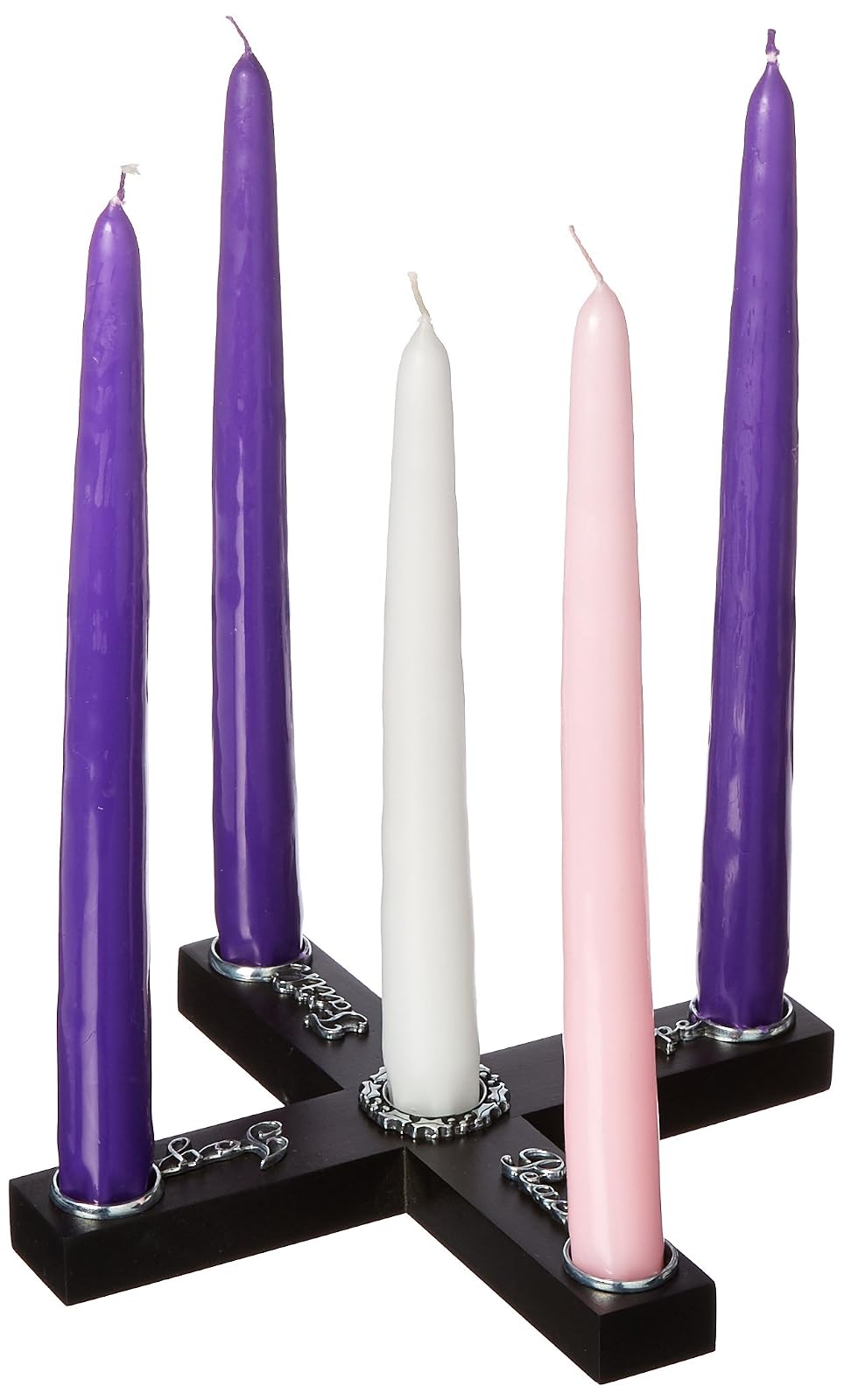 Cathedral Art AD131 Diameter Joy Faith Hope Peace Wood Cross Advent Candleholder Wreath, 8-Inch