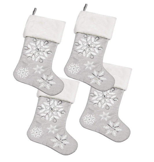 Comfy Hour 18 x 11 Inch Snowflake Christmas Stockings, Set of 4
