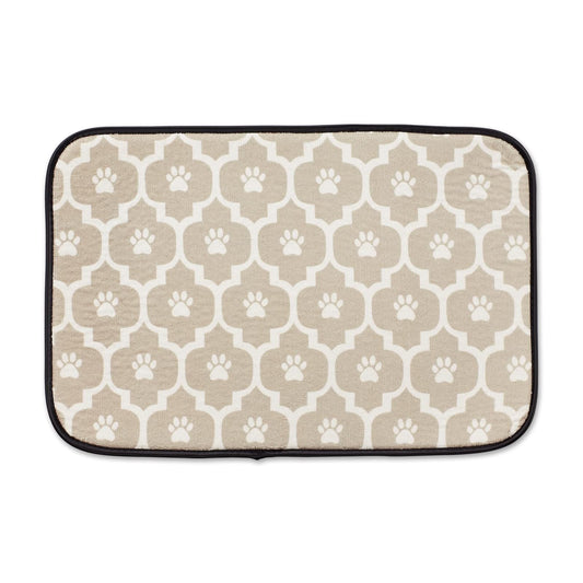 Bone Dry Pet Placemat, 12"L x 18"W, Stone/Off-White Lattice
