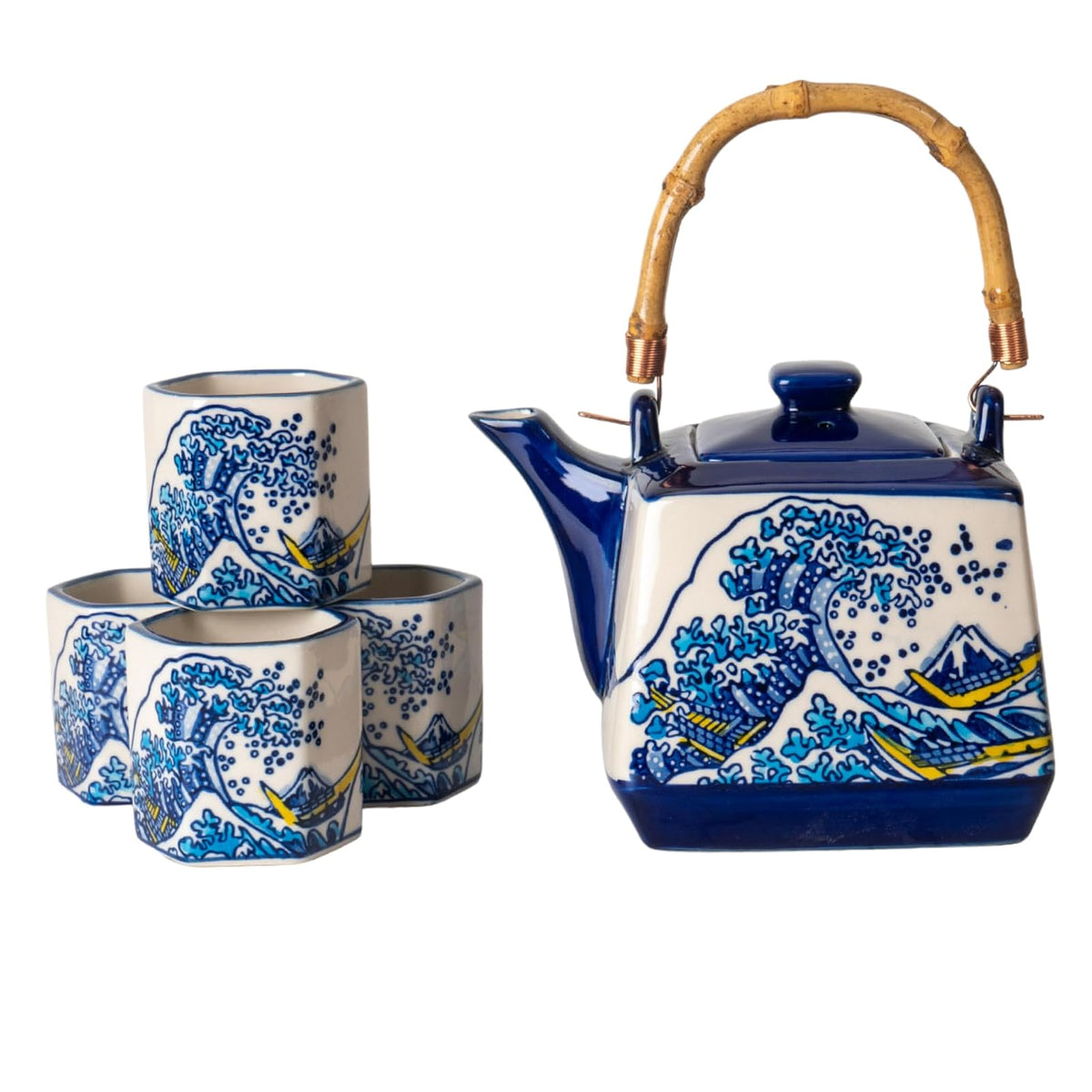 Urban Tokyo Teapot, 20 Fl oz, Blue/White