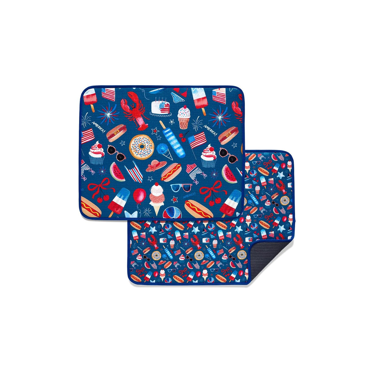 WerkShoppe Dish Drying Mat, 16" x 20", red, white, and blue