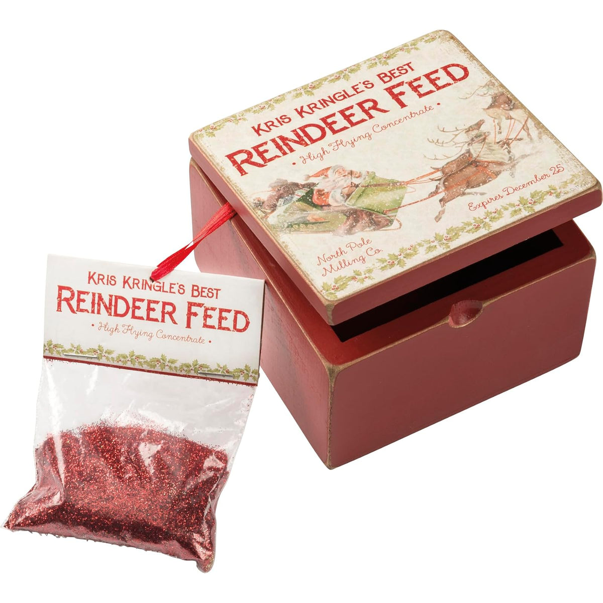 Primitives by Kathy Storage Box, 4" x 4" x 2.75", Hinged Box - Reindeer Feed