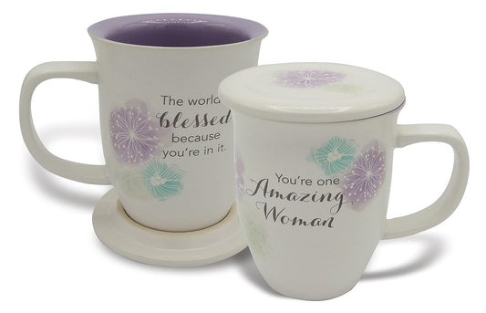 Cathedral Art MUG142 Amazing Woman Floral Mug and Coaster, Set of 2