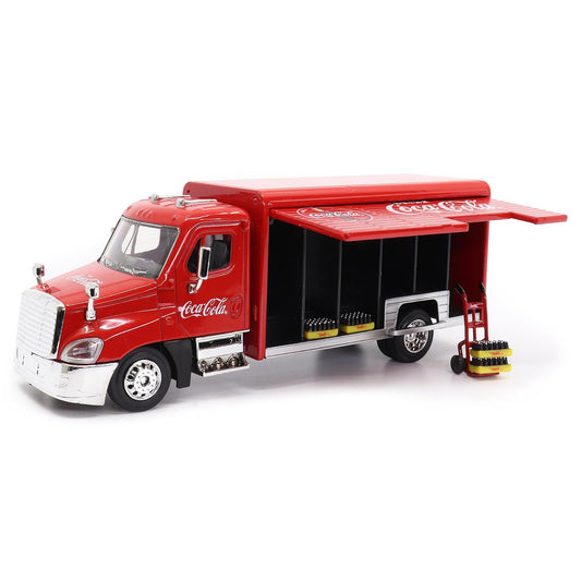 Coca-Cola 1/50 Beverage Delivery Truck With 2 Sliding doors, handcart and 2 bottle cases