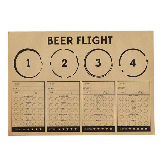 Creative Brands SB Design Studio Sips Recyclable Brown Kraft Paper Party Placemats, 24-Count, Beer Flight