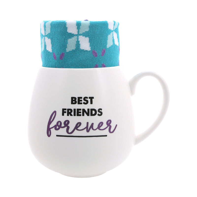 Pavilion - Best Friends Forever - 15.5 oz Mug &amp; Novelty Patterned 9-13 US Women &amp; 8-12 US Men Socks Gift Set Bestie Long Distance Friendship BFF Companion Devoted Special Friend Present