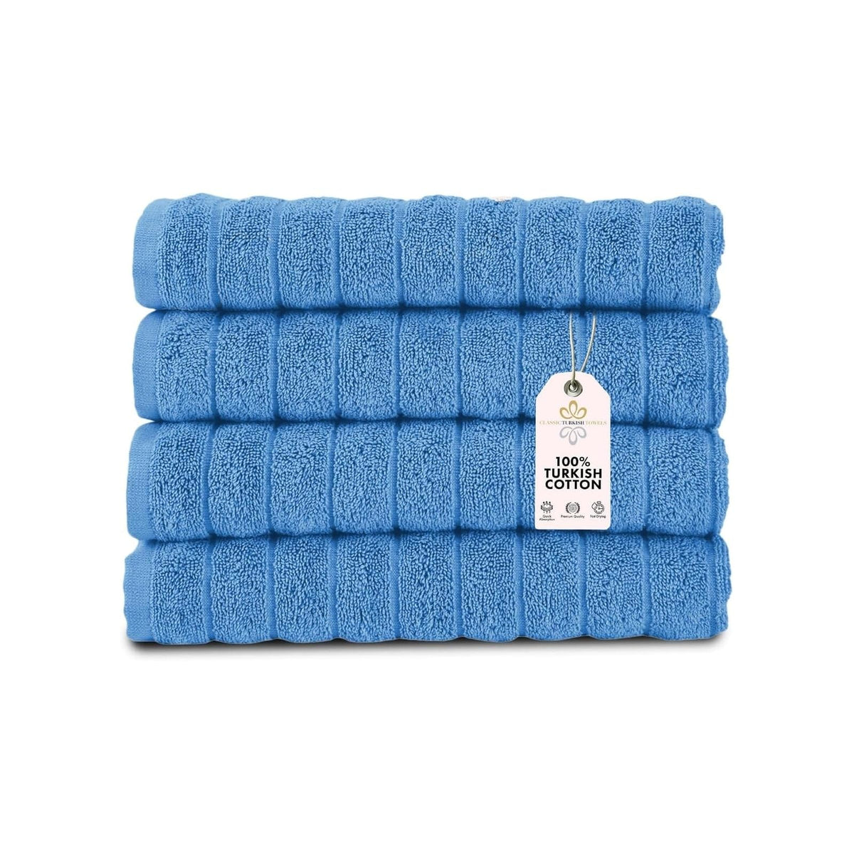 Classic Turkish Towels Towel, 4-Piece Hand Towel Set, Dark Blue
