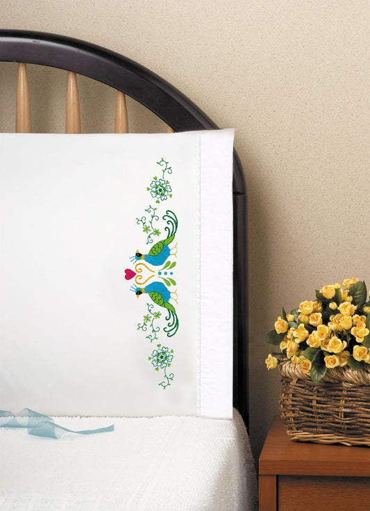 Tobin Design Works Crafts Stamped Pillowcases for Embroidery-Set of 2, Various