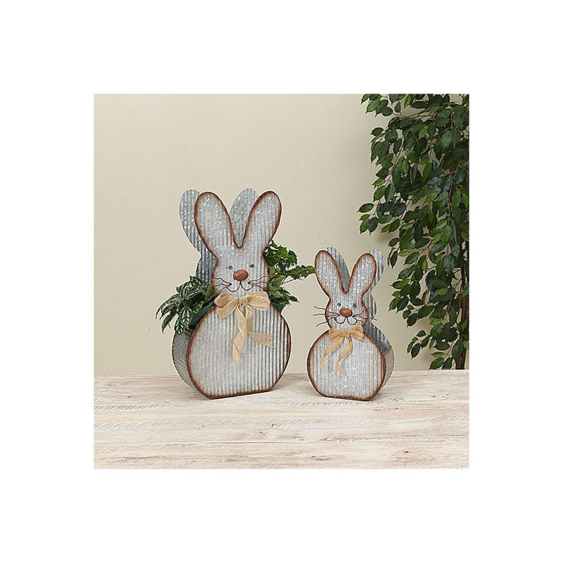 Gerson Company Set of 2 Metal Easter Bunny Planters 18" H