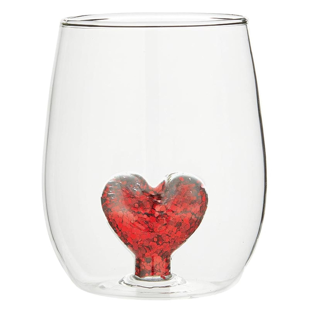 Slant Collections Drinking Cup, 18 Ounces, Red Glitter Heart