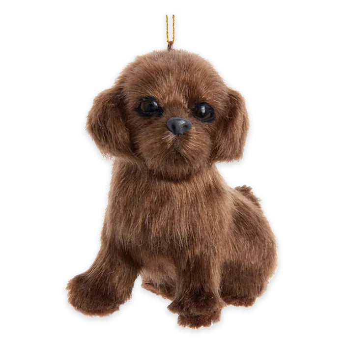 Kurt Adler F2242CLB Furry Brown Labrador Retriever Dog 4 x 3 Inch Acrylic Hanging Christmas Decoration Ornament