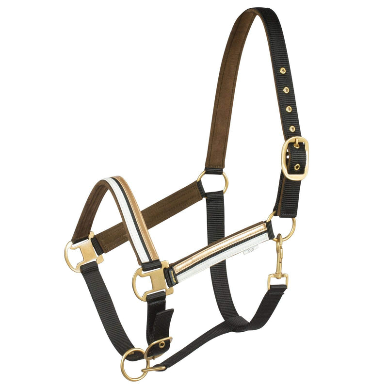 HORZE Montauk Equestrian Horse Halter with Adjustable Crownpiece and Noseband - Black - Horse