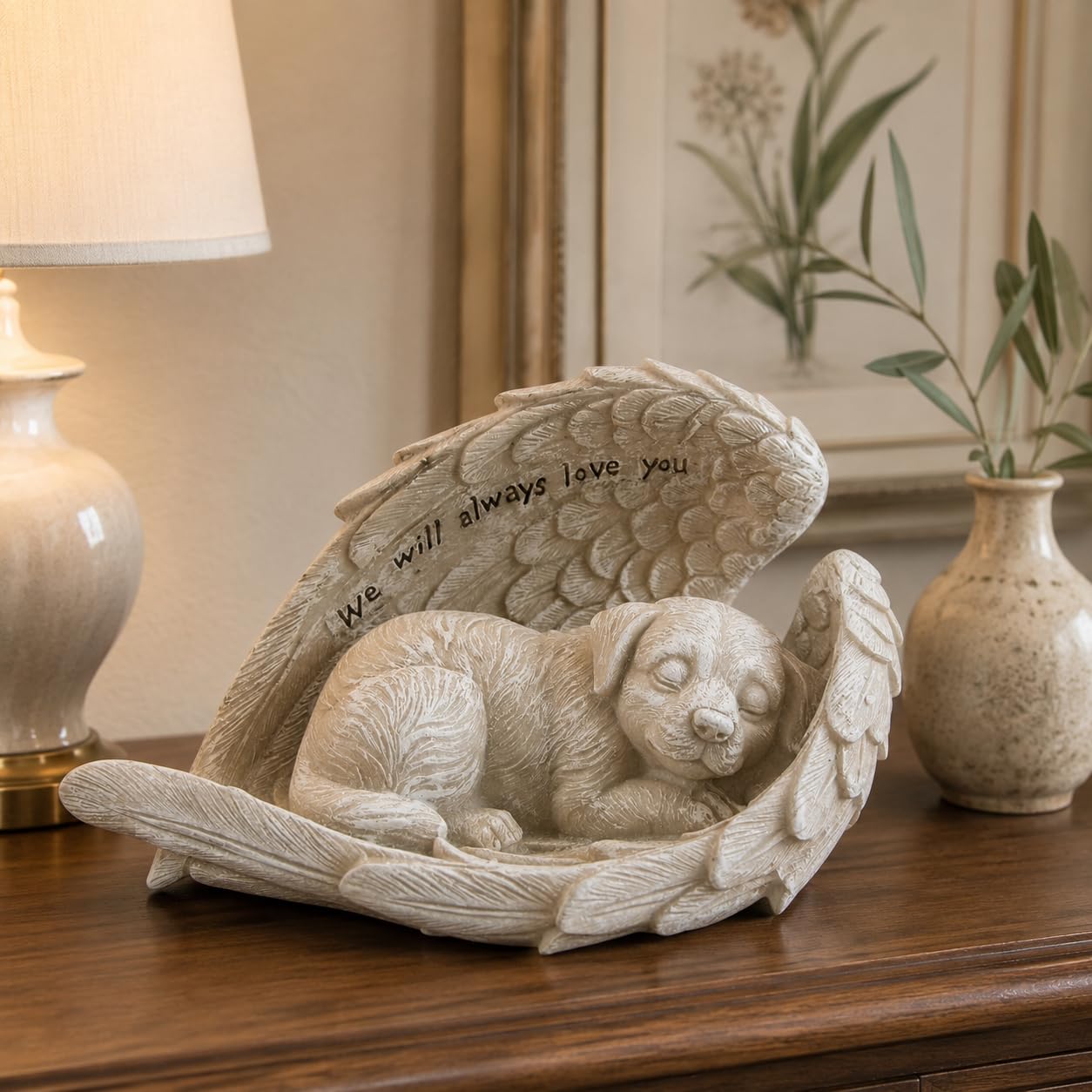 Comfy Hour 8.2 Inch Dog Angel Statue, Sleeping Pet Memorial Figurine