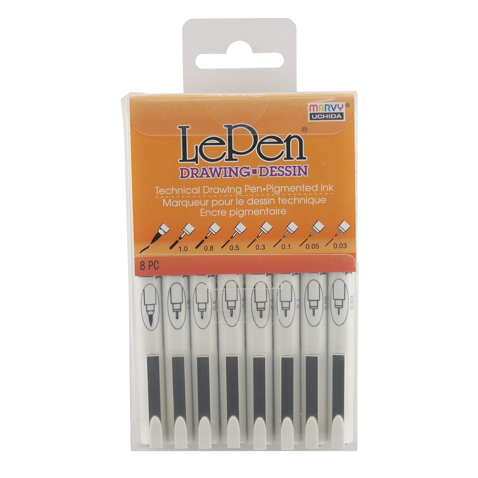 Uchida Of America 4100-8A Uchida, Le Technical Drawing 8 Piece, Pen Set Art Supplies, Assorted 8 Pack