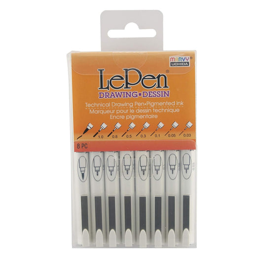 Uchida Of America 4100-8A Uchida, Le Technical Drawing 8 Piece, Pen Set Art Supplies, Assorted 8 Pack