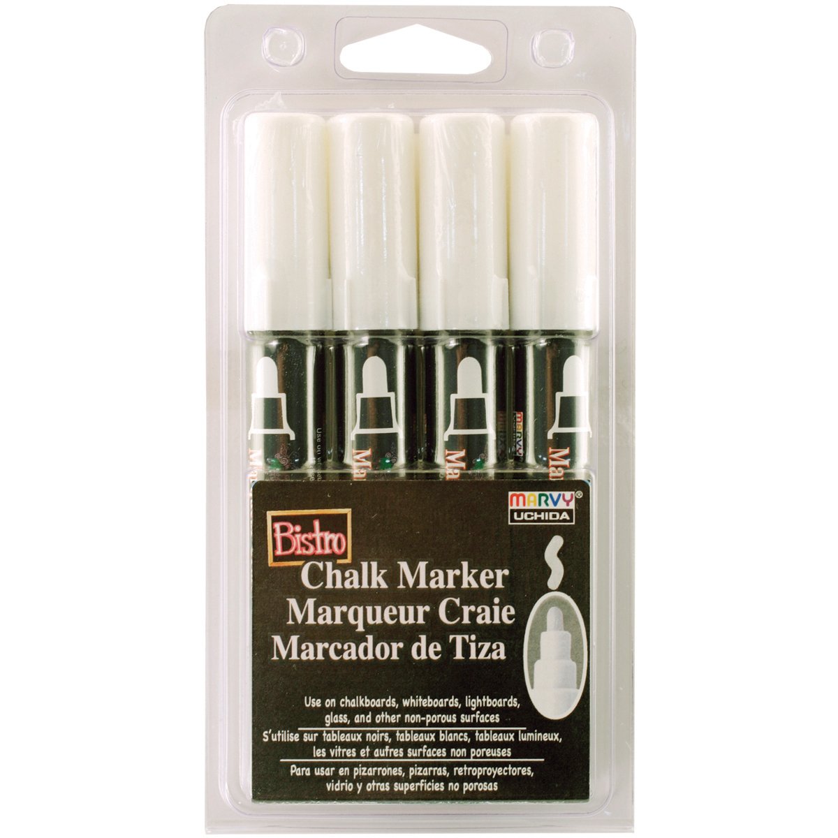 Uchida 4 White Broad Tip Bistro Chalk Marker