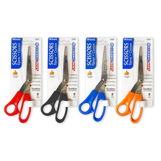 BAZIC 8" Left Handed Bent Stainless Steel Scissors