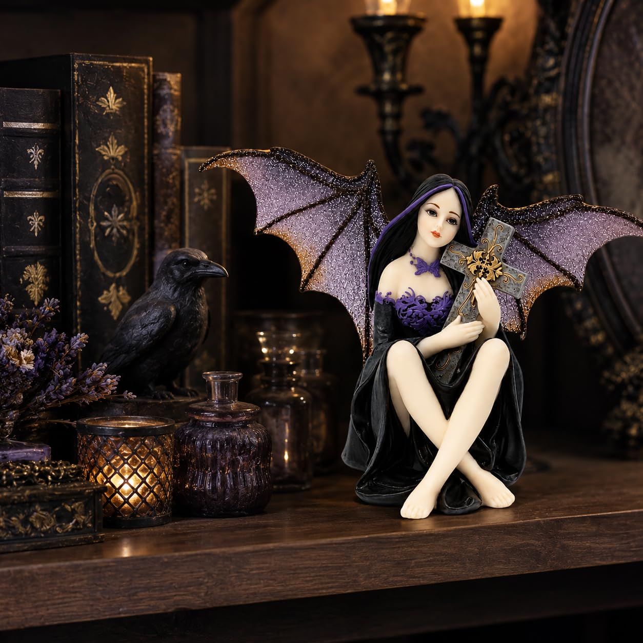 Comfy Hour 4.1 Inch Witch Figurine, Dark Fairy Decor, 1 Unit
