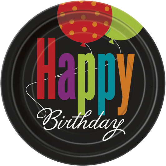 Unique Industries Birthday Cheer Party Dessert Paper Plates, 7', 8 Ct.