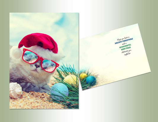 Lux Press Group Greeting Card, Long size, Cool Kitten with Sunglasses