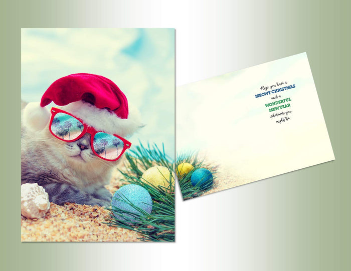 Lux Press Group Greeting Card, Long size, Cool Kitten with Sunglasses