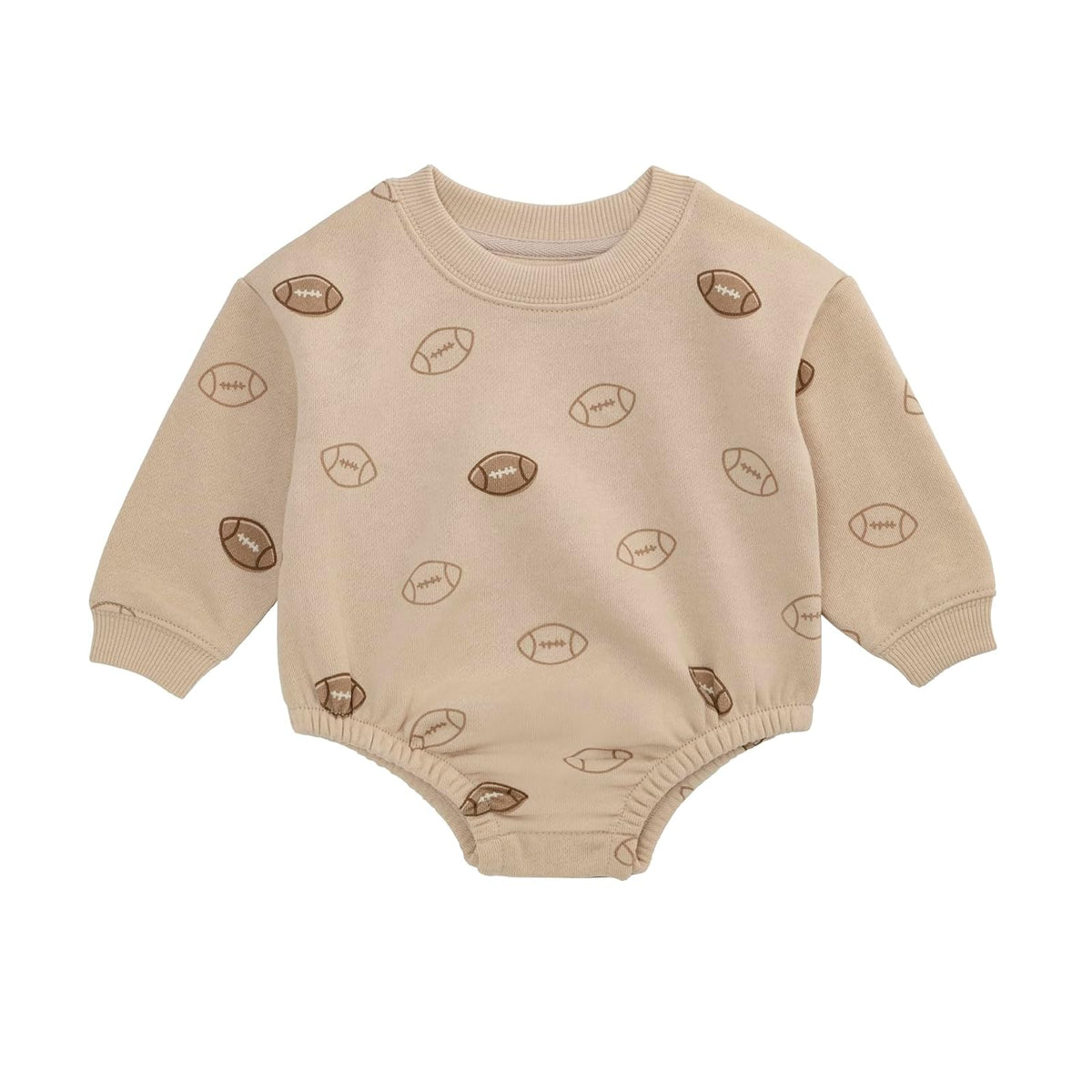 Mud Pie Sweatshirt, Brown, Kids Baby Boy Football Print One-piece Bubble