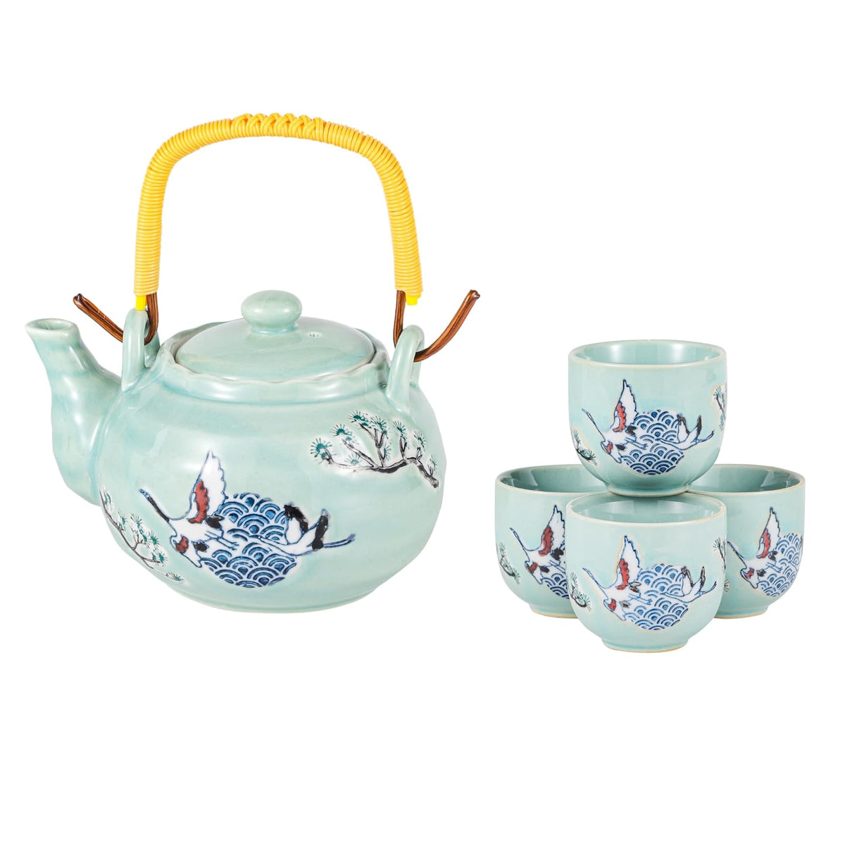 Urban Tokyo Teapot, 20 fl oz, Celadon/Navy/Red