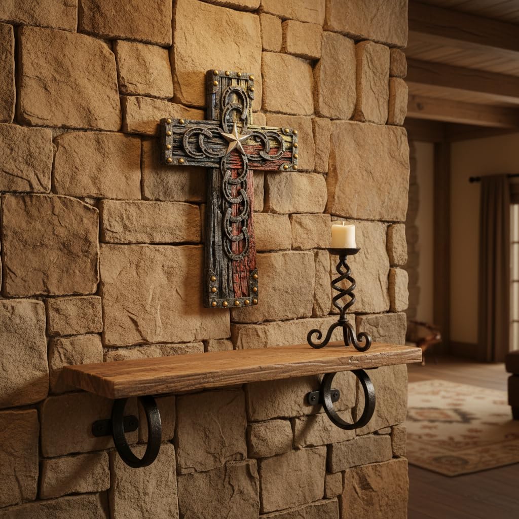 Comfy Hour 9.1 Inch Cross for Wall, Horseshoe Cross Wall Decor