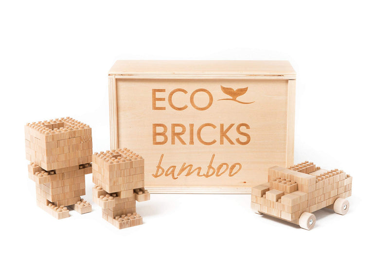 ONCE KIDS Eco-Bricks Bamboo Blocks for Ages 4 &amp; up - 24, 90, 145, 250 Pieces Kids Building Blocks – Customizable Building Toys