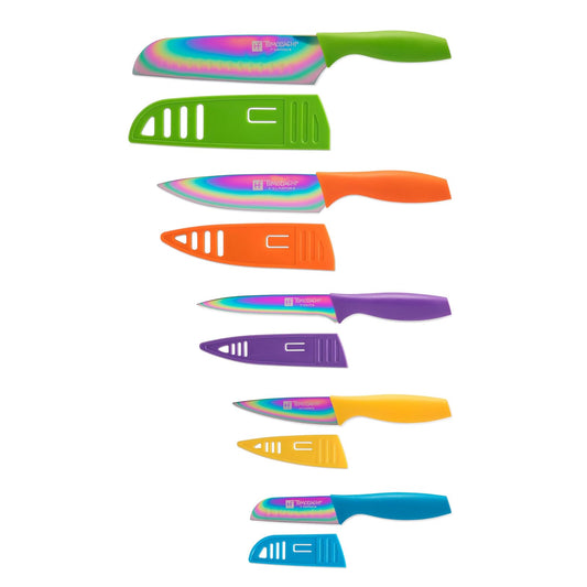 Hampton Forge HMC01E550S Rainbow Titanium ‚Äì 10 Piece Knife Set with Blade Guards, Stainless Steel