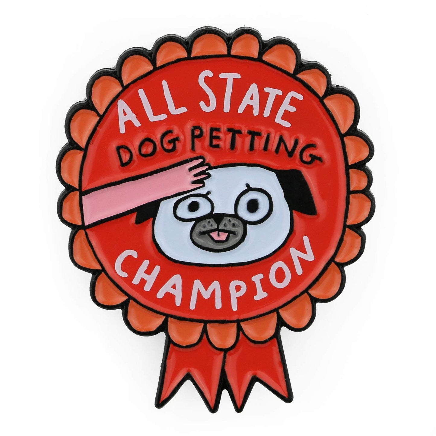 BADGE BOMB All State Dog Petting Champion Enamel Pin Gemma Correll
