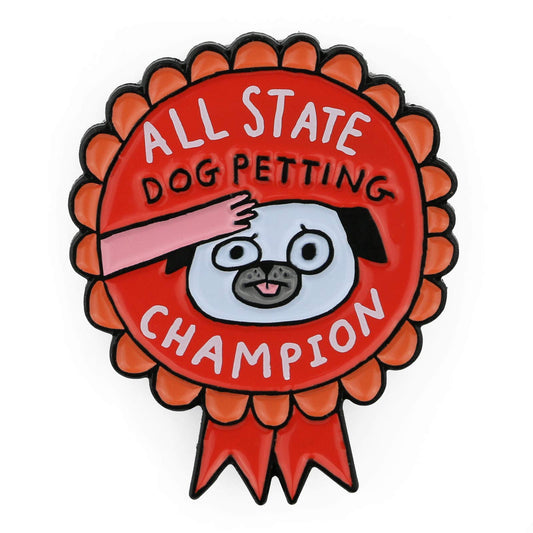 BADGE BOMB All State Dog Petting Champion Enamel Pin Gemma Correll