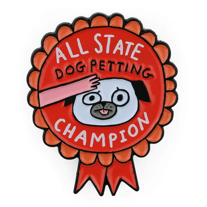 BADGE BOMB All State Dog Petting Champion Enamel Pin Gemma Correll